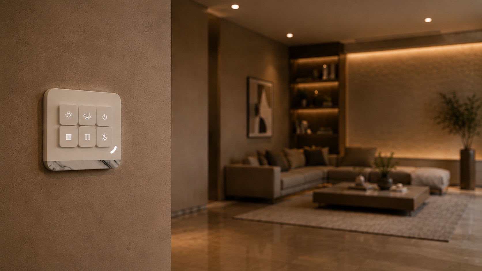 Mangoe smart control panel in a living room